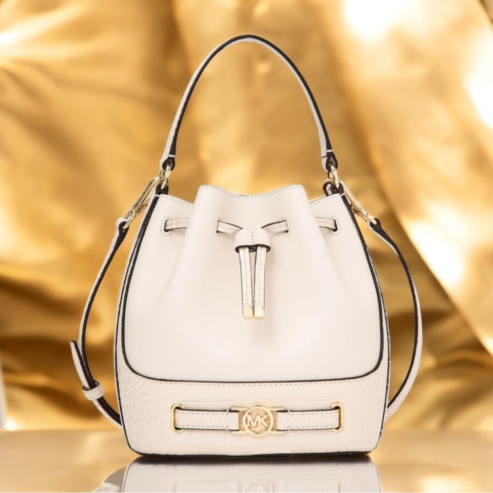 Michael Kors Cream Reed Belted Bucket Bag
